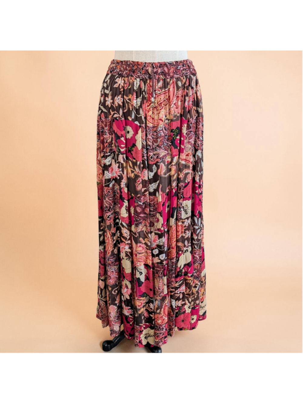 Boho Patchwork Maxi Skirt Sheer Tiered Patchwork Floral Sheet Festival India OS - Picture 2 of 11